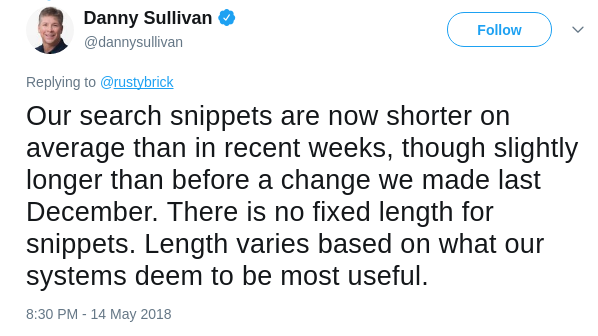 Danny Sullivan on the meta descriptions length