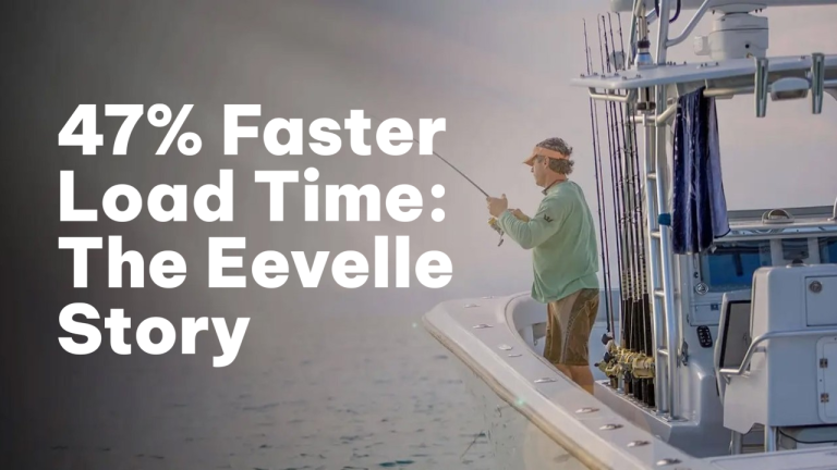 A man on a boat fishing and headline: the Eevelle Story