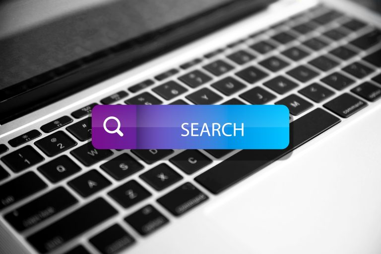 An image of a keyboard with a search bar