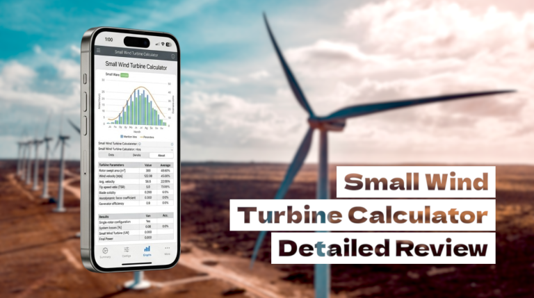 An image of mobile application on iphone with wind mills on background